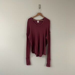 Free People We The Free Colby Long Sleeve Tee in Burgundy Size Medium